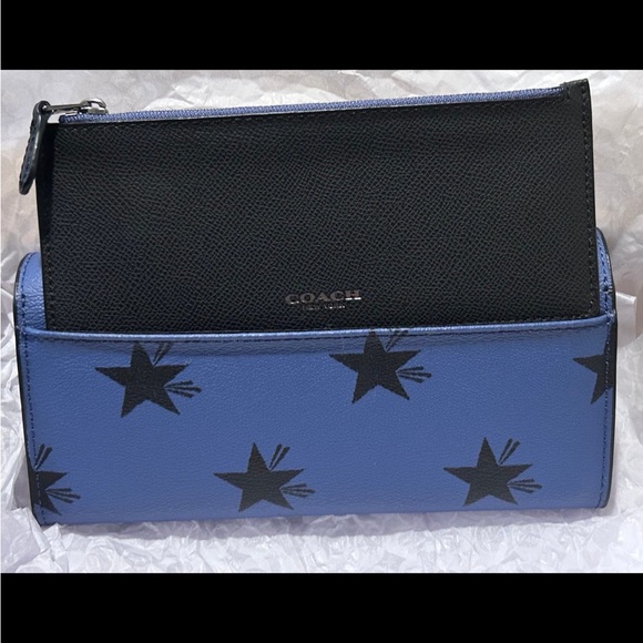 Coach Blue and Black Star Pattern Wallet - Picture 3 of 4